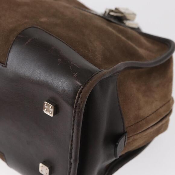 LOEWE Anagram Americana 28 Hand Bag Suede Leather Brown Silver Auth ep12264 - Picture 15 of 16